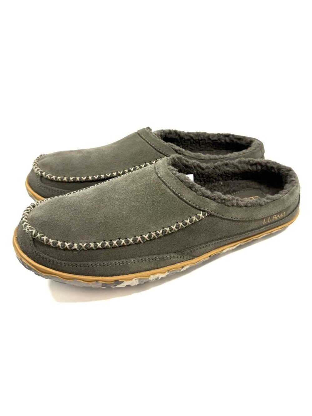 LL Bean Mountain Slipper Scuff Mens Ash Suede Indoor Outdoor Mules Size 11